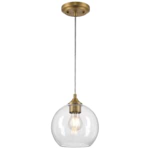 Tatze 1-Light Brushed Brass Globe Mini Pendant with Clear Seeded Glass