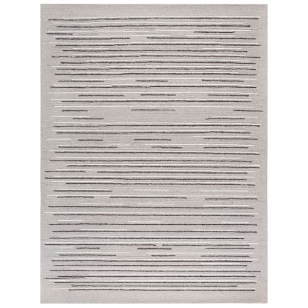 Ebony 9 ft. x 12 ft. Gray/Black Striped Area Rug