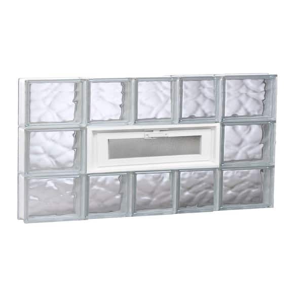 Clearly Secure 32.75 in. x 17.25 in. x 3.125 in. Frameless Wave Pattern Vented Glass Block Window