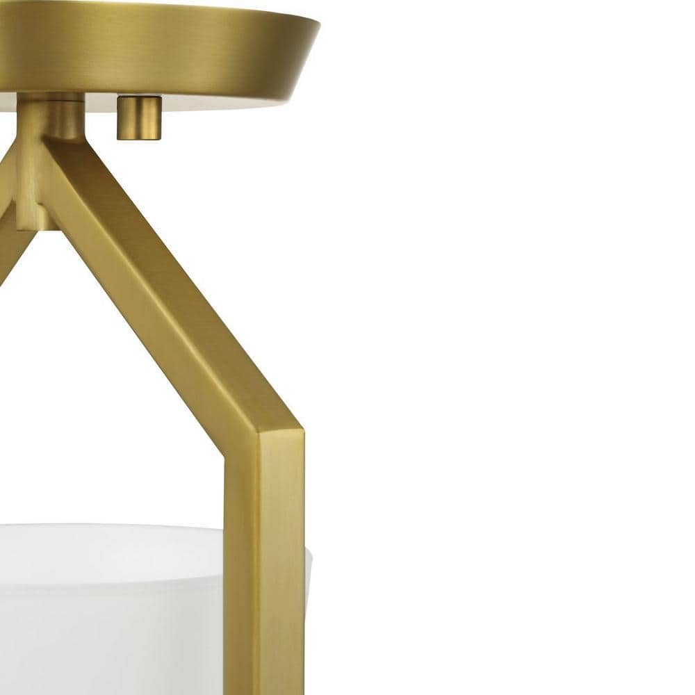 Brushed Gold and Glass Semi-Flush Mount Light