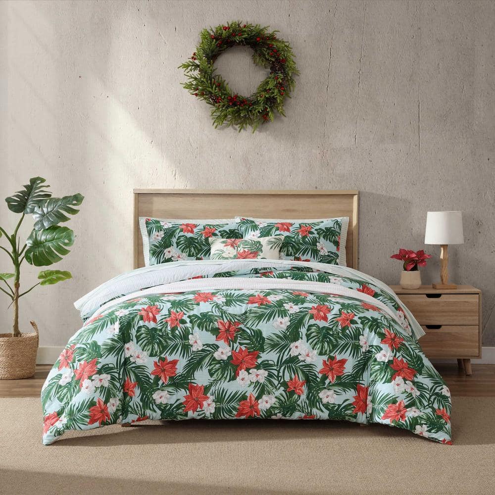 Tommy Bahama Festive Palms 3-Piece Blue/Red/White Cotton Full - Main Image