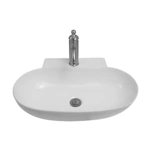 Leith Wall-Mount Sink in White with 1 Faucet Hole