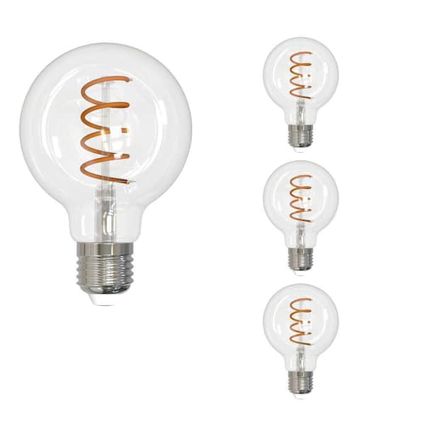 Bulbrite 40 - Watt Equivalent G25 Dimmable Medium Screw LED Light Bulb Amber Light 2100K 4 - Pack