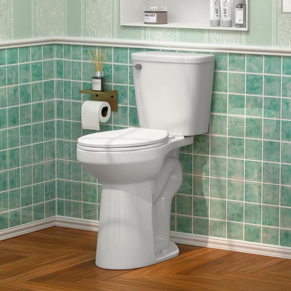 21 in. Tall 1.28 GPF 12 in. Rough in Floor-Mounted 2-Piece Single Flush Elongated Toilet in White with Seat
