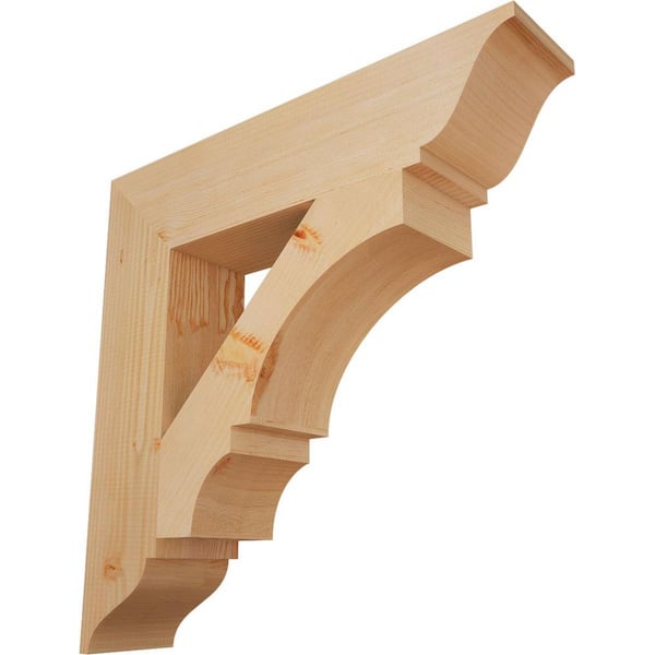 Ekena Millwork 5.5 in. x 28 in. x 28 in. Douglas Fir Balboa Traditional Smooth Bracket