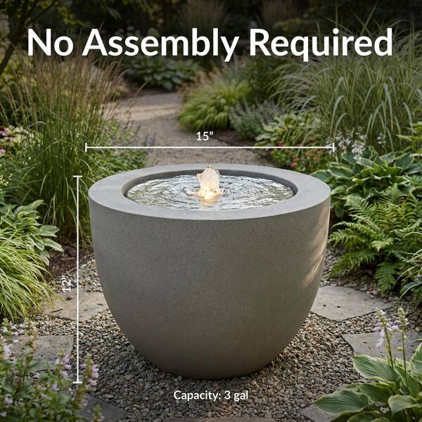 Sunnydaze Textured Polystone Oval Bowl Outdoor Urn Bubble Fountain