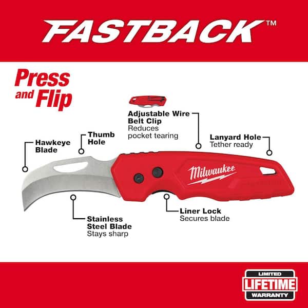2.45 in. FASTBACK Stainless Steel Hawkbill Folding Knife with Blade