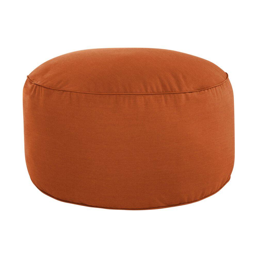 1101Design Sunbrella Canvas Rust Round Outdoor Bean Pouf 30 in. x 30 in