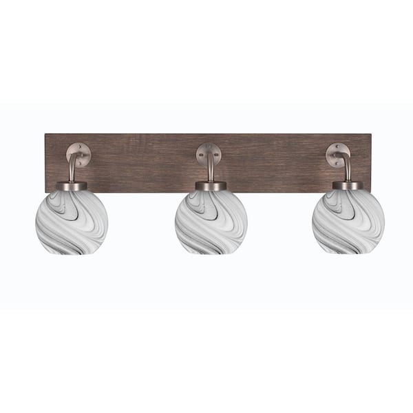 Unbranded Kirby 26 in. 3-Light Graphite and Painted Distressed Wood-look Metal Vanity Light