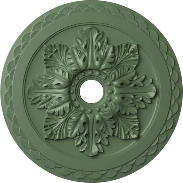 Ekena Millwork 2" x 23-5/8" x 23-5/8" Polyurethane Bordeaux Deluxe Ceiling Medallion, Hand-Painted Athenian Green