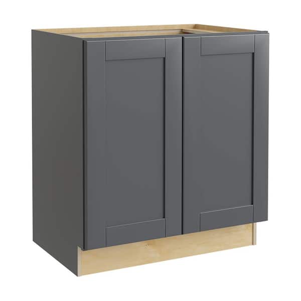 Home Decorators Collection Washington 33 in. W x 21 in. D x 34.5 in. H Assembled Plywood Full Height Door Base Bath Cabinet in Onyx