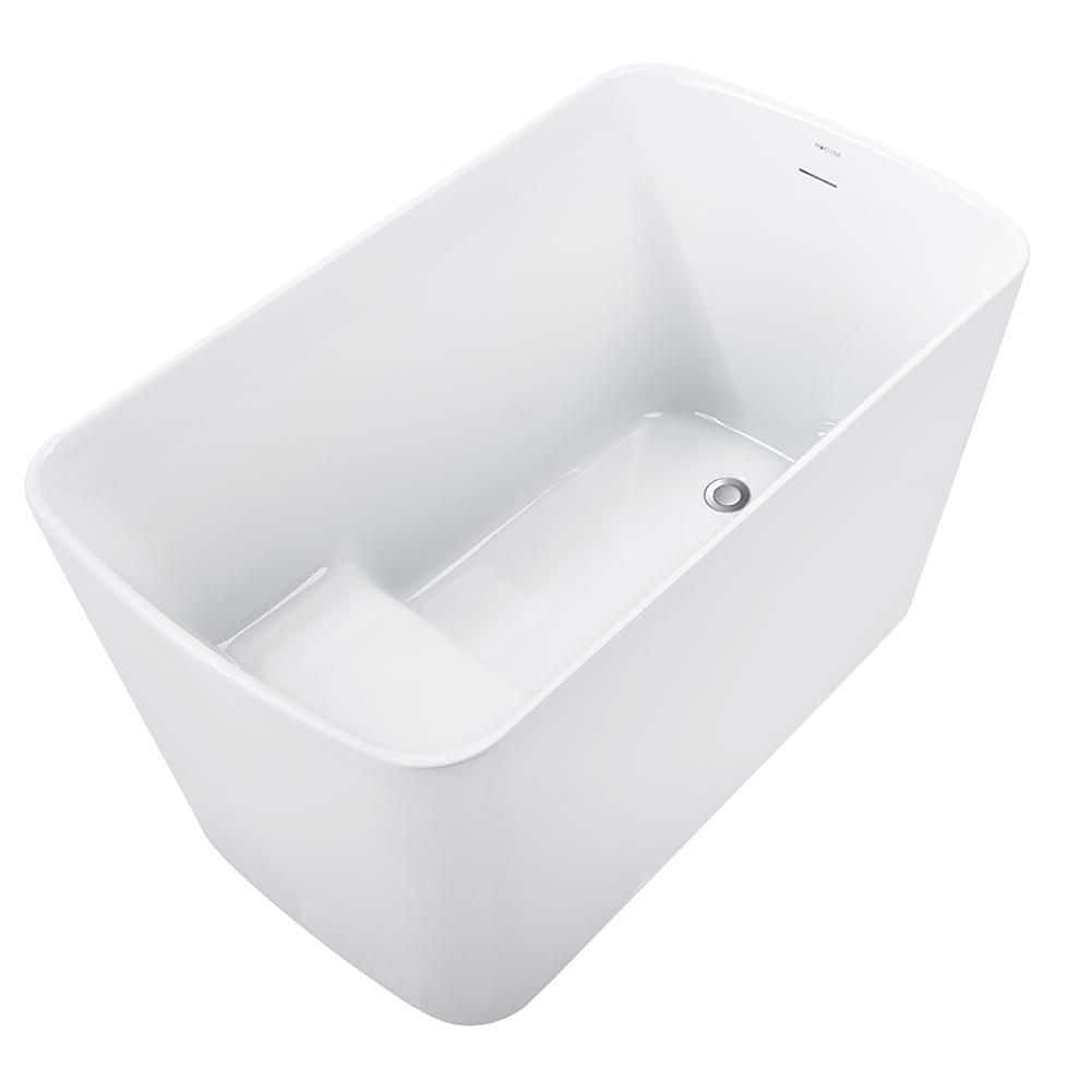 47 in. Acrylic Freestanding Flatbottom Non-Whirlpool Bathtub in White