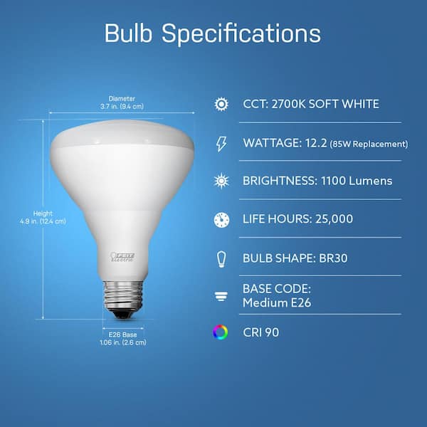Feit Electric 85-Watt Equivalent BR30 Dimmable CEC Title 20 Compliant LED ENERGY STAR 90+ CRI Flood Light Bulb, Soft White (24-Pack)