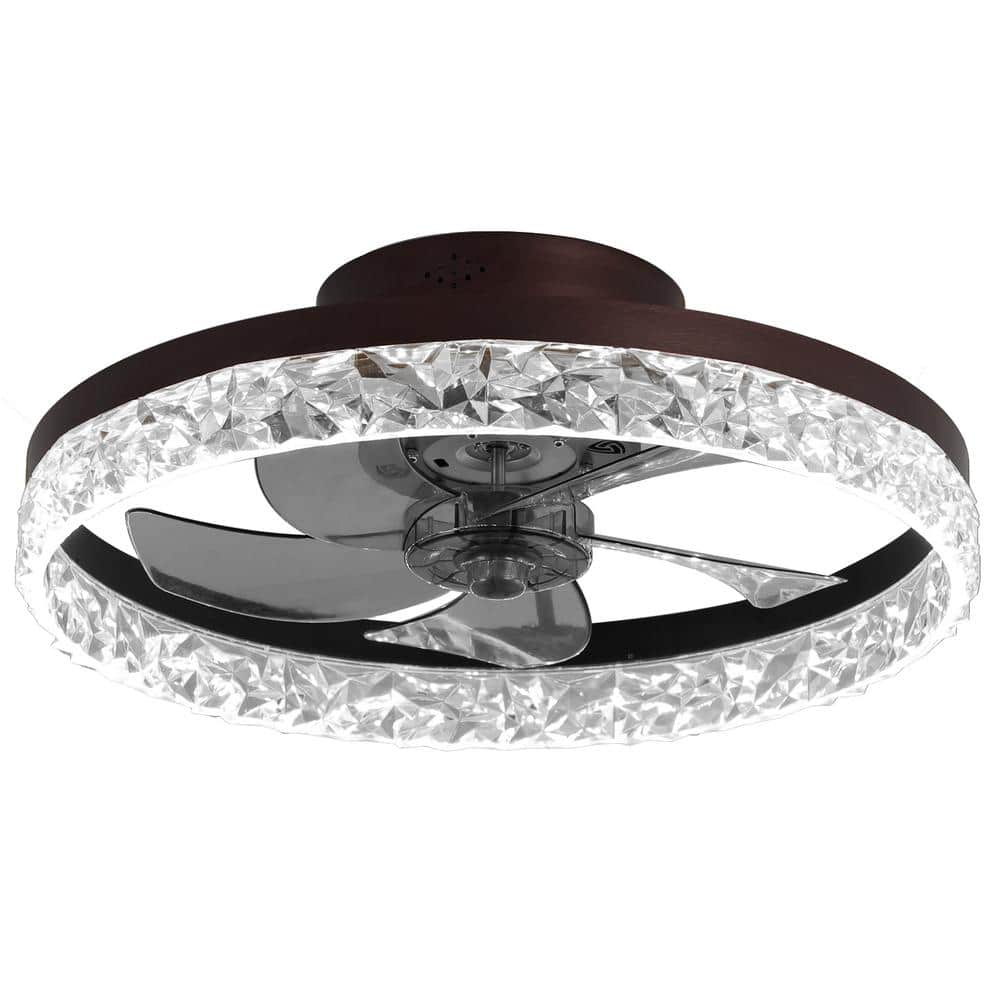20 in. Modern LED Indoor Brown Smart 6-Speeds, Timing Reversible Blades Cei