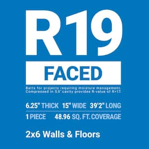 R-19 Kraft Faced Fiberglass Insulation Continuous Roll 15 in. x 39.2 ft.