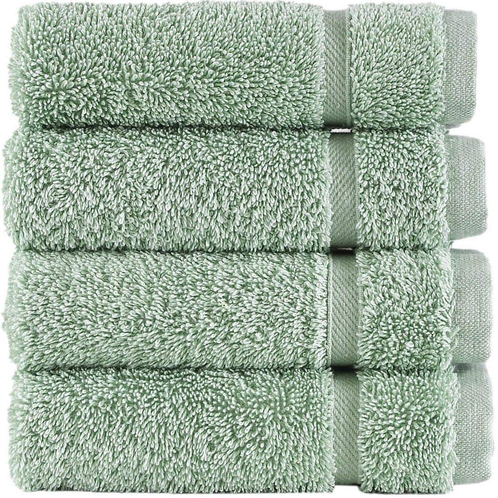 Hammam Linen 4Piece Light Green Turkish Cotton Washcloths SN557WC06