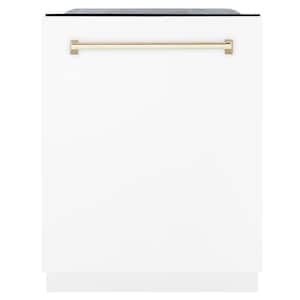 Autograph Edition 24 in. Top Control 6-Cycle Tall Tub Dishwasher with 3rd Rack in White Matte and Polished Gold
