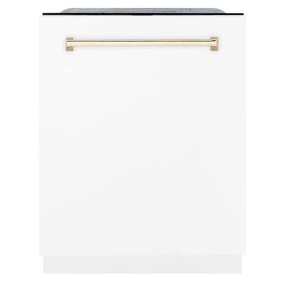 Autograph Edition 24" 3rd Rack Top Touch Control Tall Tub Dishwasher in White Matte with Gold Handle, 45dBa