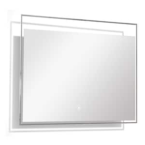 Taylor 31.5 in. W x 23.62 in. H Frameless Square LED Light Bathroom Vanity Mirror in Silver
