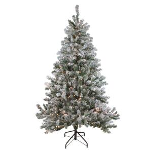 72 in. Pre-Lit Flocked Balsam Pine Artificial Christmas Tree with Clear Lights