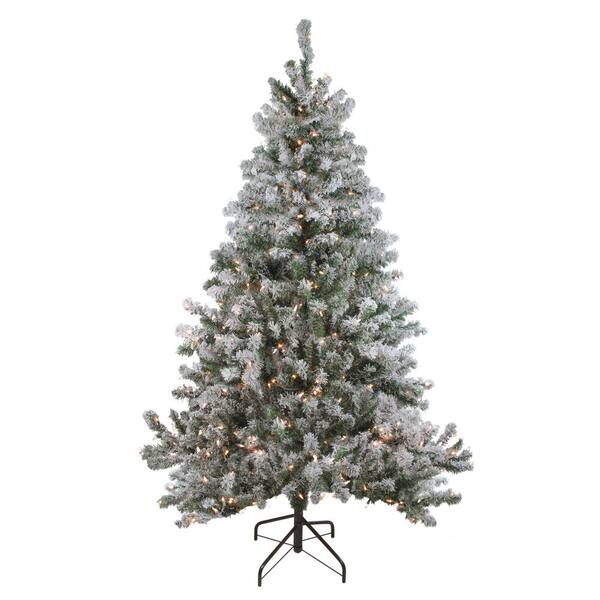 Northlight 72 in. Pre-Lit Flocked Balsam Pine Artificial Christmas Tree with Clear Lights