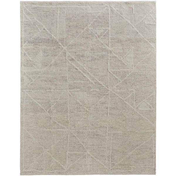 Tan, Ivory Solid Color 8 ft. x 12 ft. Area Rug