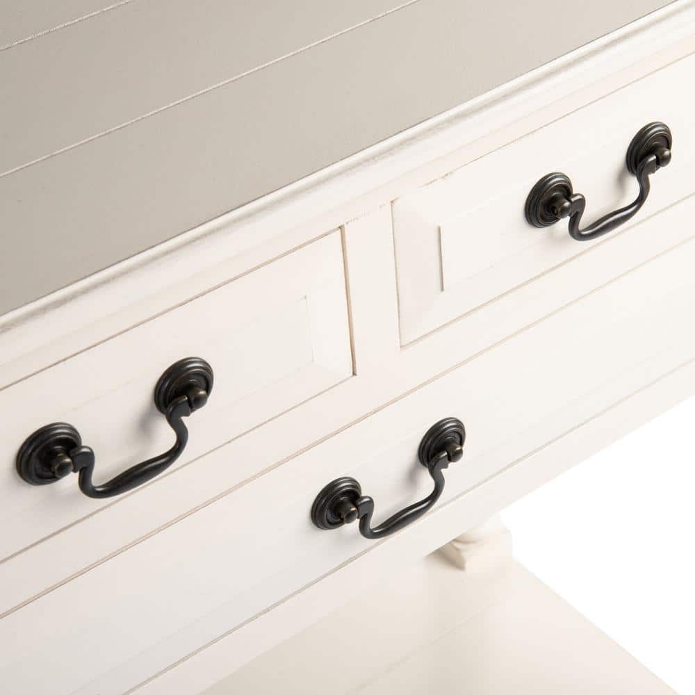 Primrose Distressed White Metal & Wood Console Table with Storage