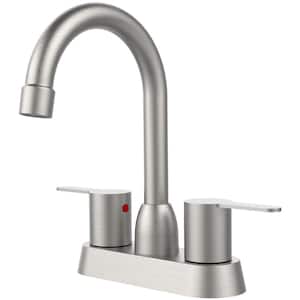 4 in. Centerset 2 Handle Bathroom Faucet with Drain in Brushed Nickel