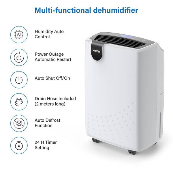 Yaufey HDCX-PD161D 32.7 Pint Low Noise Home Dehumidifier For 2,500 Sq. Ft. Rooms And Basements With Water Tank - 3