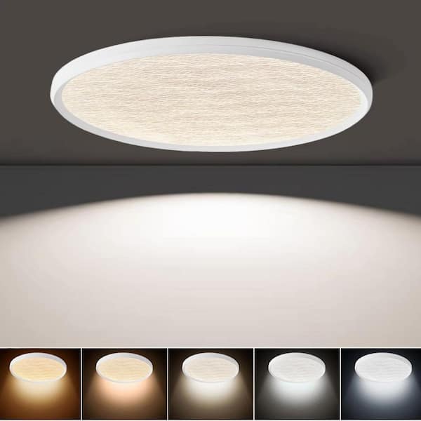 15 in. White LED Flush Mount with Crackle Lens Design Adjustable CCT