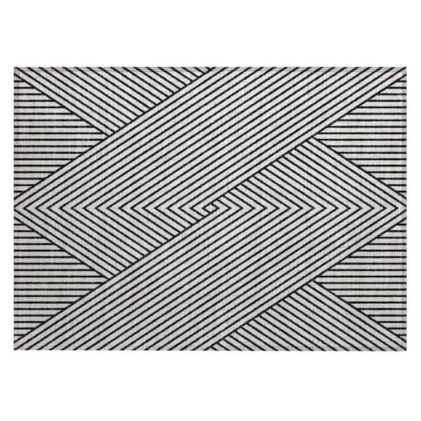 Addison Rugs Chantille Machine Washable Indoor/Outdoor Abstract ACN937 White 1 ft. 8 in. x 2 ft. 6 in. Area Rug