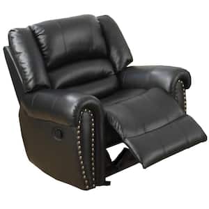 Black Immense Relief Bonded Leather and Plywood Recliner or Glider