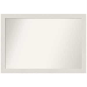 Rustic Plank White Narrow 39.5 in. W x 27.5 in. H Non-Beveled Bathroom Wall Mirror in Cream, White