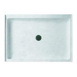 Swanstone 48 in. L x 32 in. W Alcove Shower Pan Base with Center Drain in Tundra