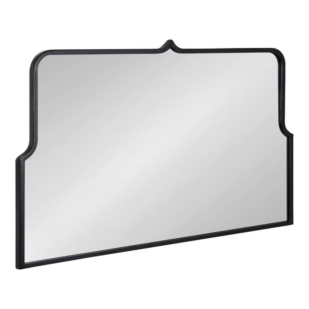 Kate and Laurel Gezella Wide Arch Mirror  37 x 24  Black  Glam Scallop Arched Mirror Perfect for Bathroom Vanity or Fireplace Mantle