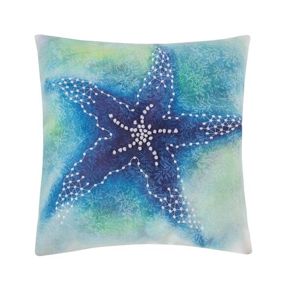C&F HOME Blue Aqua Starfish 18 in. x 18 in. Standard Throw Pillow