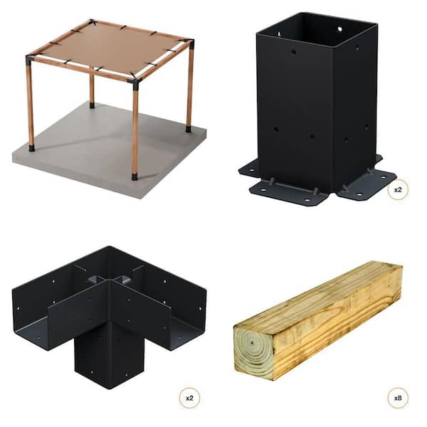 Outdoor Accents Sunshade Post Base, Corner Connector and Wood Post Kit