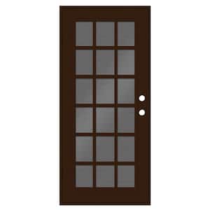Classic French 30 in. x 80 in. Right Hand/Outswing Copper Aluminum Security Door with Black Perforated Metal Screen