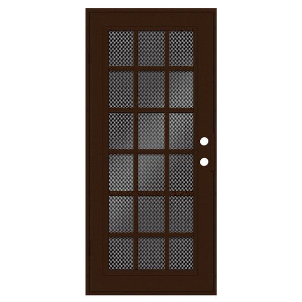 Unique Home Designs Classic French 30 in. x 80 in. Right Hand/Outswing Copper Aluminum Security Door with Black Perforated Metal Screen