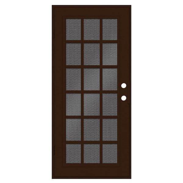 Unique Home Designs Classic French 36 in. x 80 in. Right Hand/Outswing Copper Aluminum Security Door with Black Perforated Metal Screen