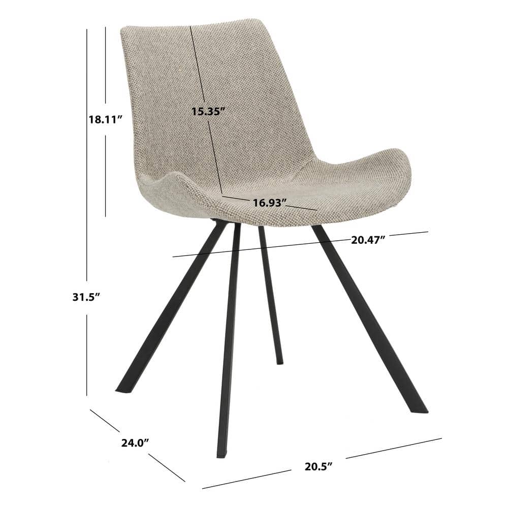 Light Grey Upholstered Mid-Century Modern Dining Chairs, Set of 2