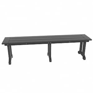 Hayes 65 in. Backless HDPE Plastic Trestle Outdoor Dining 2-Person Patio Garden Bench in Gray