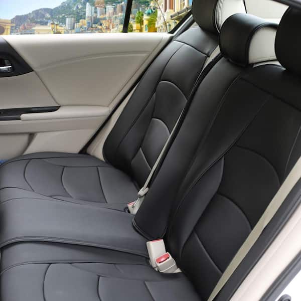 FH Group Galaxy13 Metallic Striped Deluxe Leatherette 47 in. x 1 in. x 23 in. Full Set Seat Covers, Blue