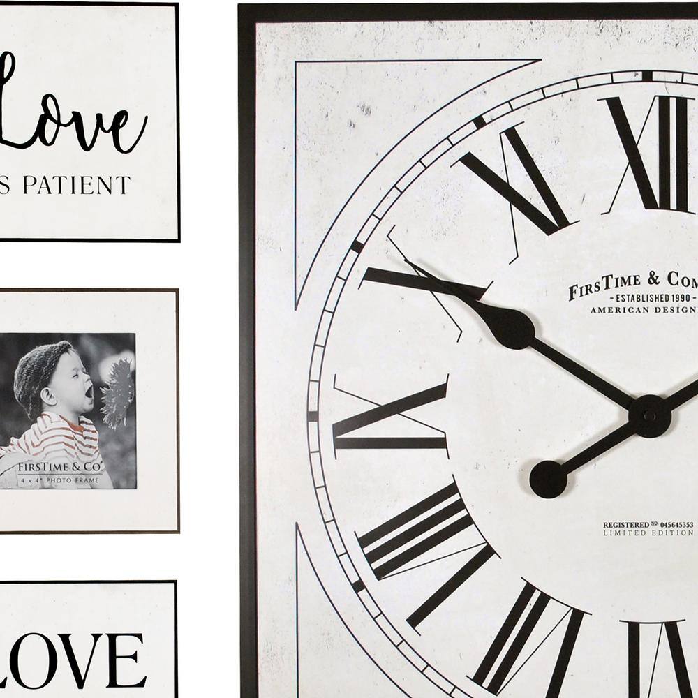 Farmhouse Love Gallery 20'' White Wall Clock & Photo Frame 7-Piece Set