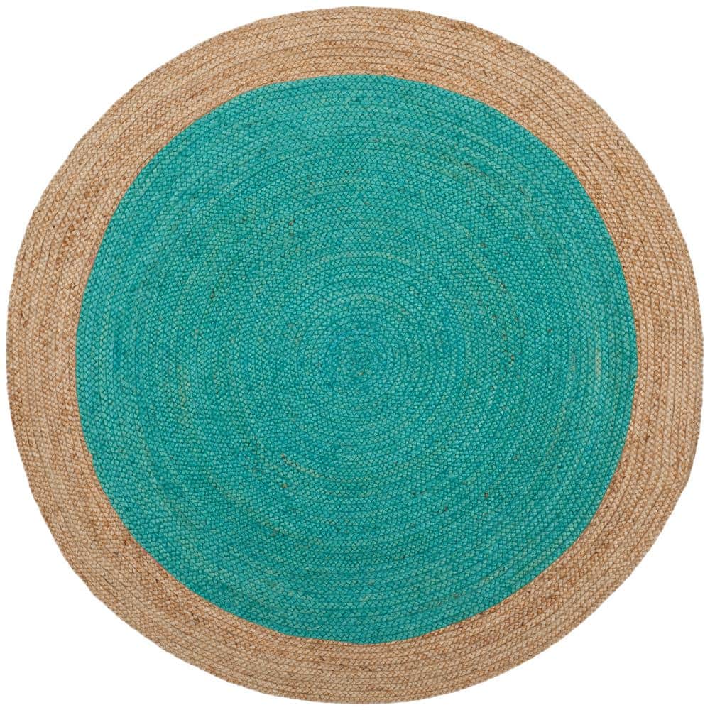 Natural Fiber Teal/Beige 10 ft. x 10 ft. Woven Ascending Round Area Rug price history on PriceWatchPro