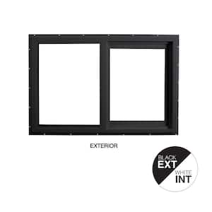 71.5 in. x 47.5 in. Select Series Vinyl Horizontal Sliding Left Hand Black Window with White Int, HP2+ Glass and Screen