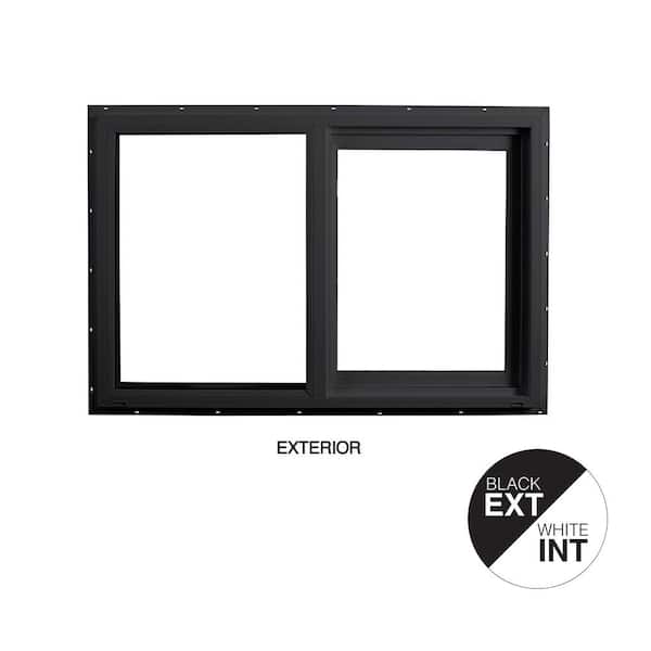 71.5 in. x 47.5 in. Select Series Vinyl Horizontal Sliding Left Hand Black Window with White Int, HP2+ Glass and Screen