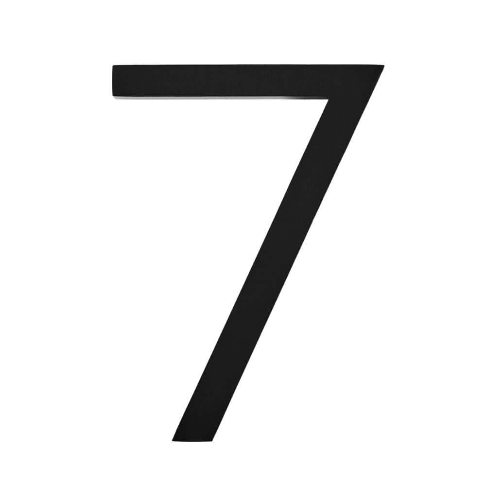 8 in. Matte Black Aluminum Floating or Flat Modern House Number 7