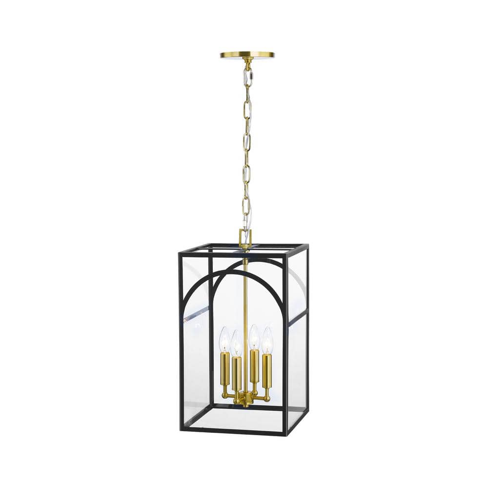 RRTYO Coblitz 4Light Satin Black Modern Industrial Rectangular Candlestick Chandelier for