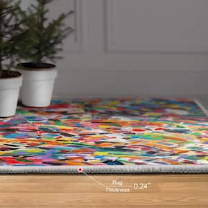 Multi-Colored 5 ft. x 8 ft. Meditations No. I Washable Abstrac Art Area Rug